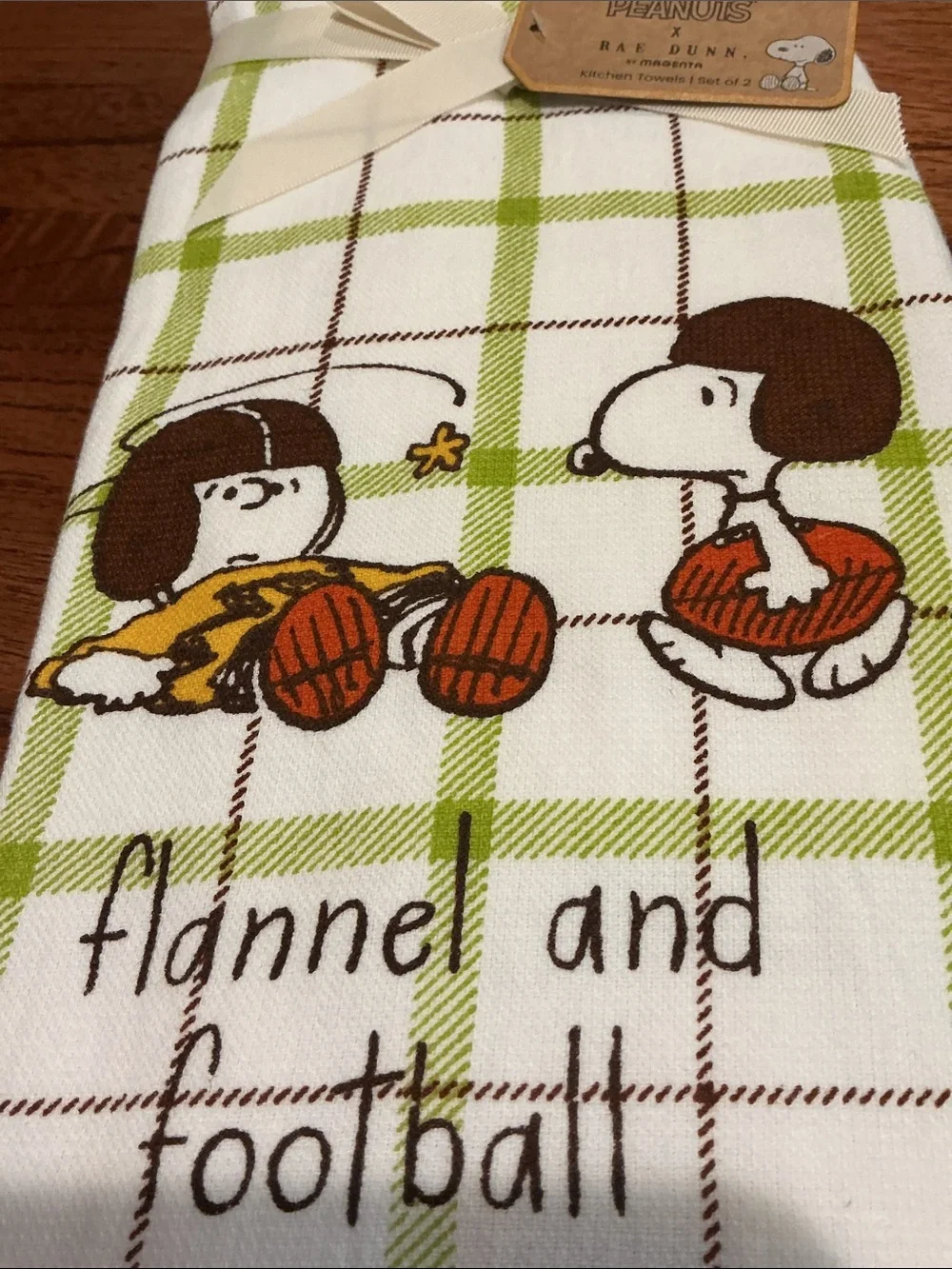 Peanuts x Rae Dunn “flannel and football” Kitchen Towels - Set of 2
